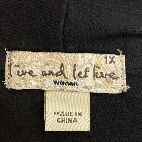 Live And Let Live Woman 1X Black Gray Embellished Paisley Print Cardigan Sweater - Picture 3 of 4